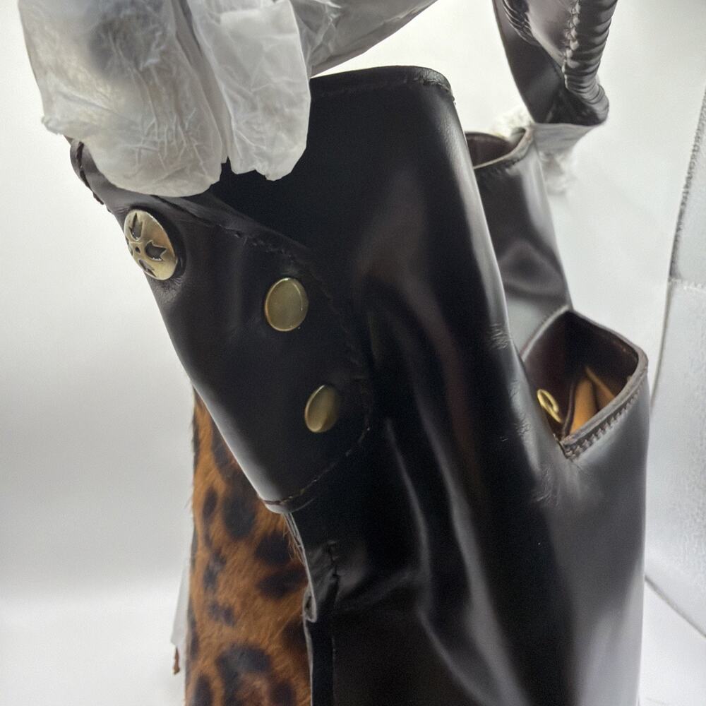 BNWOT Patricia Nash Torresina Tobacco Brown Leopard Calf Hair Bucket Tote Bag - Picture 12 of 16
